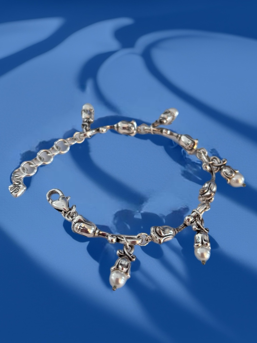 Brighton Silver-Tone Pearl Drop Charm Bracelet
